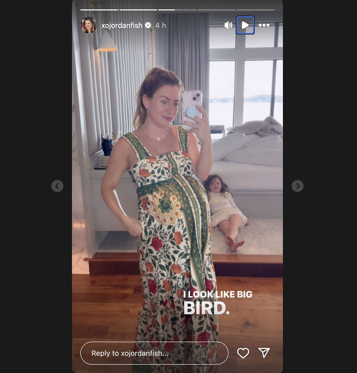 Denny Hamlin's fiancée shares an Instagram story about her daughter's jab at her pregnancy. Source:@Instagram/xojordanfish